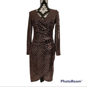 Nightway Sequined Faux-Wrap Dress
